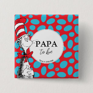 Cat in the Hat Grandpa To Be 15 Cm Square Badge