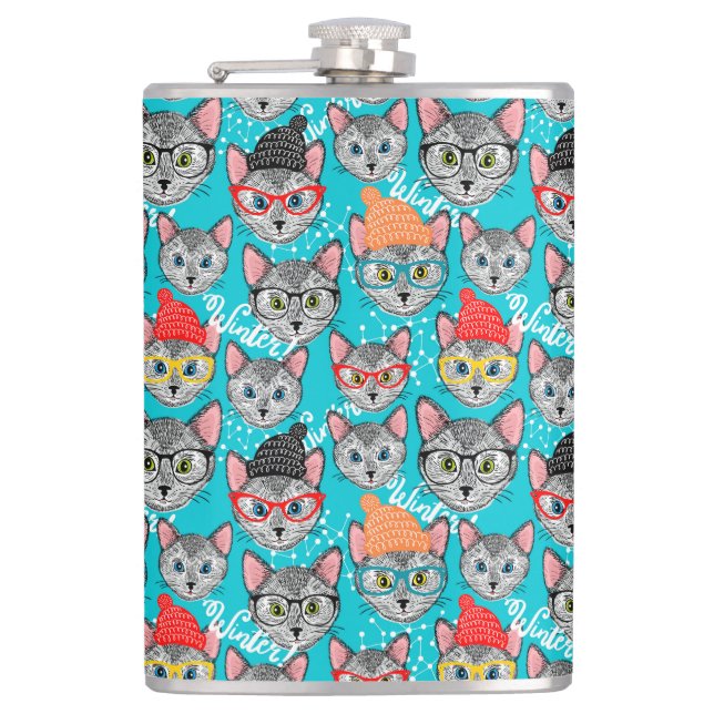 Cat in the hat hip flask (Front)