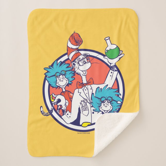 Cat in the Hat & Lab Tech One Lab Tech Two Sherpa Blanket (Front)