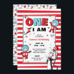 Cat in the Hat | One I Am Birthday Invitation<br><div class="desc">Celebrate your little one’s first birthday with a whimsical touch of Dr. Seuss magic! This customisable “One I Am” birthday invitation features the beloved Cat in the Hat, bringing a playful and colourful vibe to your party plans. The front showcases vibrant illustrations of the Cat in the Hat in his...</div>