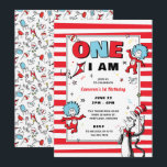 Cat in the Hat | One I Am Birthday Invitation<br><div class="desc">Celebrate your little one’s first birthday with a whimsical touch of Dr. Seuss magic! This customisable “One I Am” birthday invitation features the beloved Cat in the Hat, bringing a playful and colourful vibe to your party plans. The front showcases vibrant illustrations of the Cat in the Hat in his...</div>