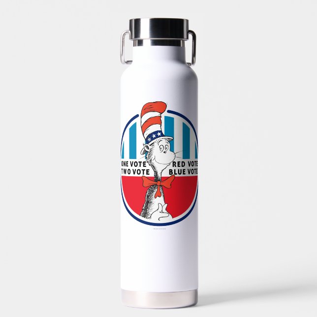 Cat in the Hat | One Vote, Two Vote Water Bottle (Front)