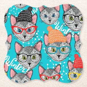 Cat in the hat paper coaster