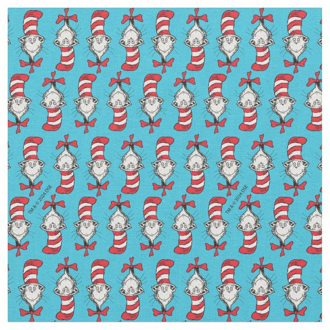 Cat In The Hat Pattern Fabric (Close Up)