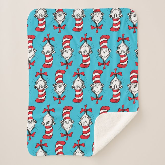 Cat In The Hat Pattern Sherpa Blanket (Front)