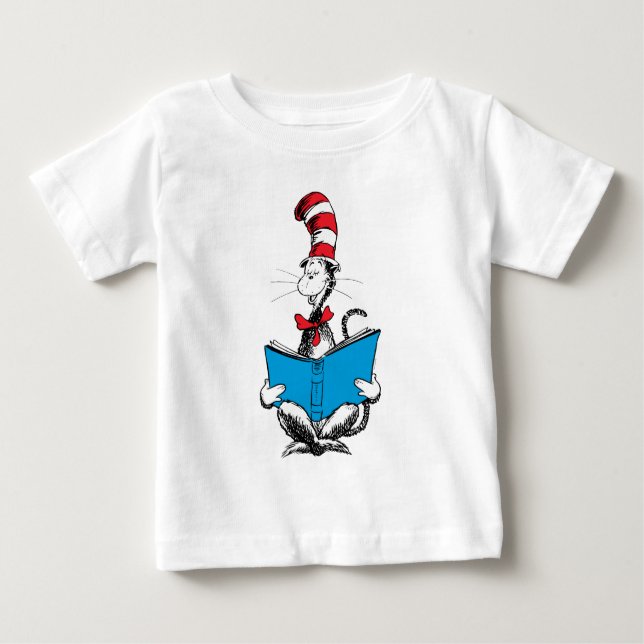 Cat in the Hat Reading Baby T-Shirt (Front)