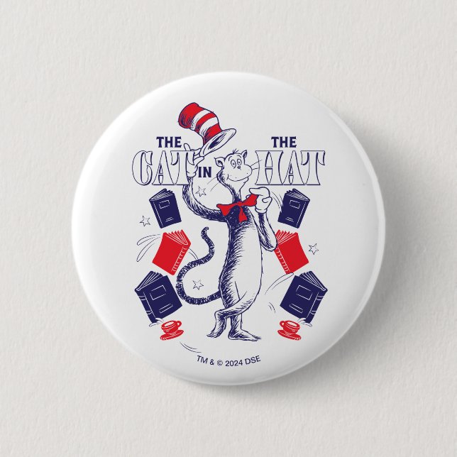 Cat In the Hat | Reading Books 6 Cm Round Badge (Front)