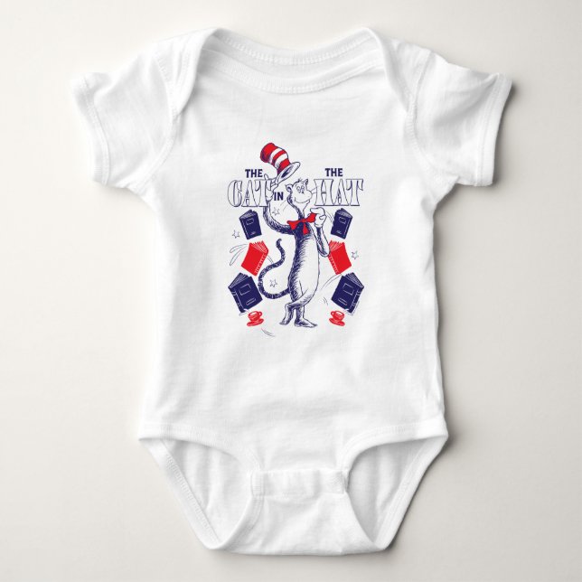 Cat In the Hat | Reading Books Baby Bodysuit (Front)