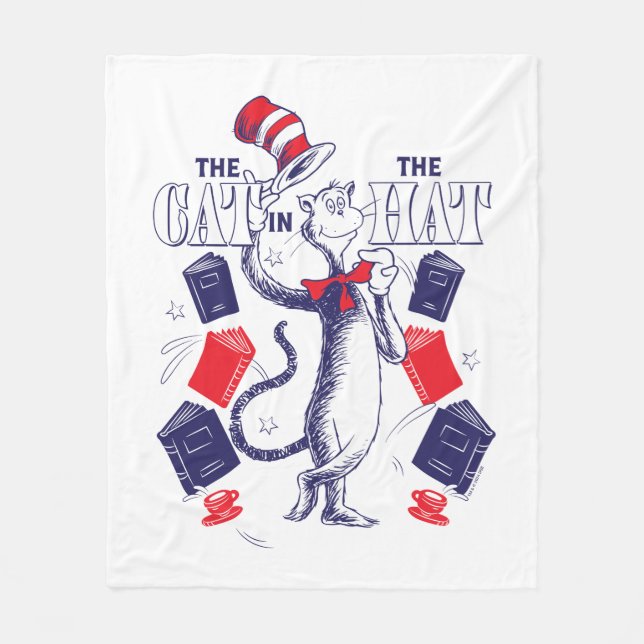 Cat In the Hat | Reading Books Fleece Blanket (Front)