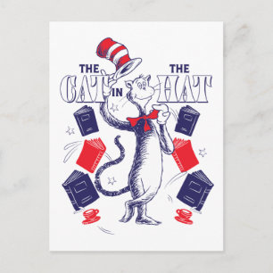 Cat In the Hat Reading Books Postcard