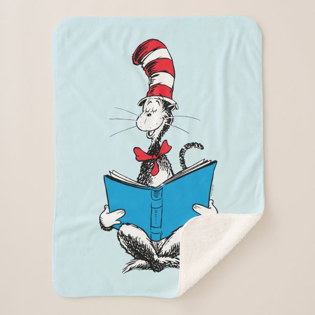 Cat in the Hat Reading Sherpa Blanket (Front)