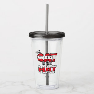 Cat In the Hat   Red & White Striped Text Acrylic Tumbler