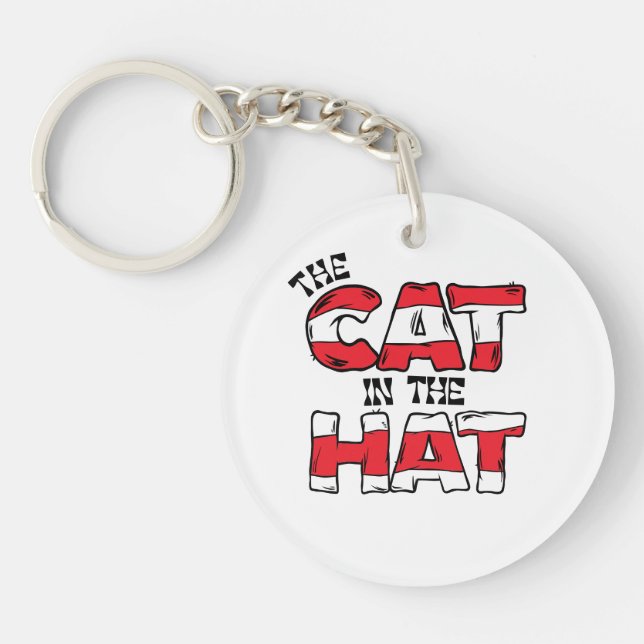Cat In the Hat | Red & White Striped Text Key Ring (Front)