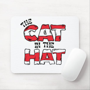 Cat In the Hat   Red & White Striped Text Mouse Pad
