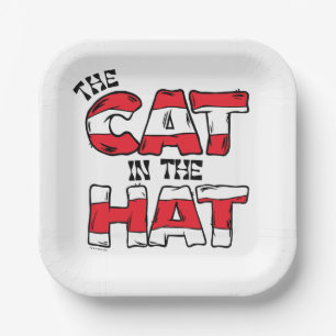 Cat In the Hat Red & White Striped Text Paper Plate