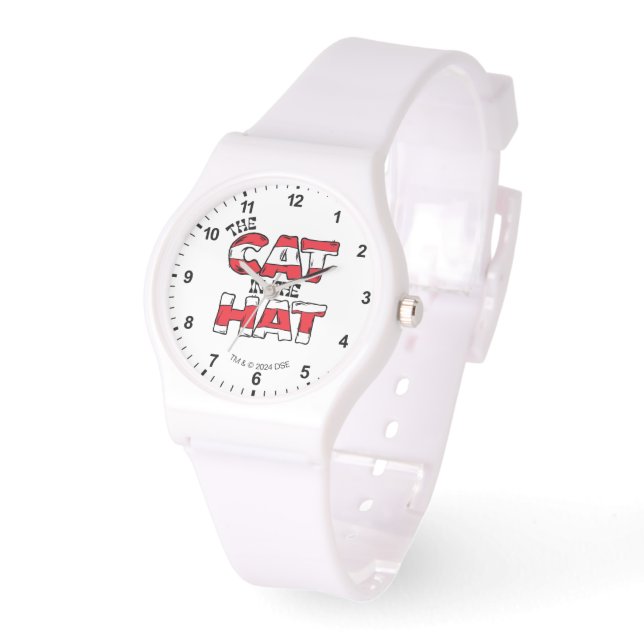 Cat In the Hat | Red & White Striped Text Watch (Angle)