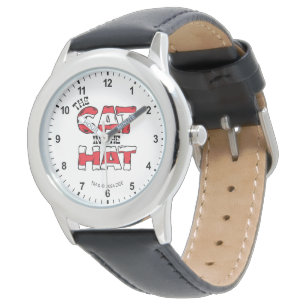Cat In the Hat   Red & White Striped Text Watch