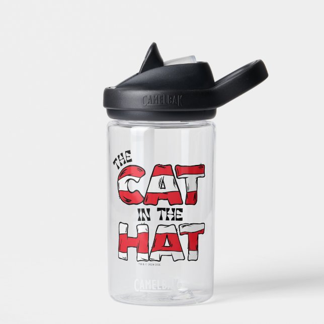 Cat In the Hat | Red & White Striped Text Water Bottle (Left)