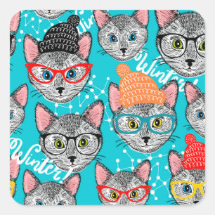 Cat in the hat square sticker