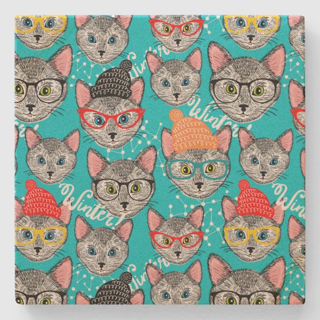 Cat in the hat stone coaster (Front)