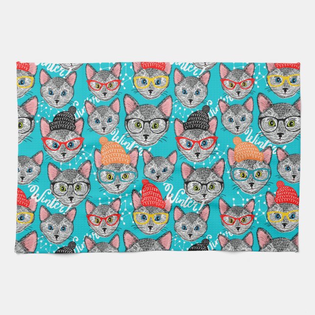 Cat in the hat tea towel (Horizontal)