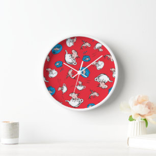 Cat In The Hat   The Fish Red Pattern Clock
