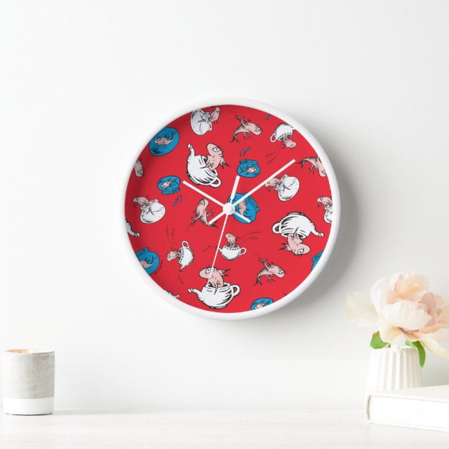 Cat In The Hat | The Fish Red Pattern Clock (Home)