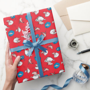 Cat In The Hat   The Fish Red Pattern Wrapping Paper