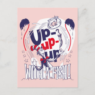 Cat In the Hat Up-Up-Up With A Fish Postcard