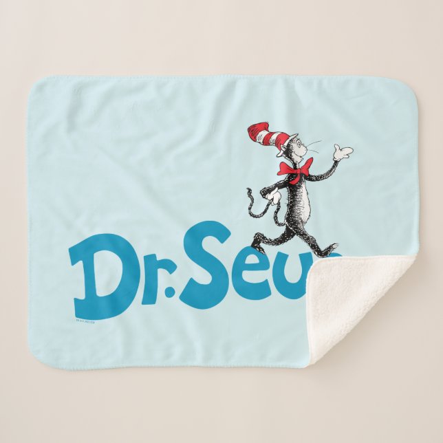 Cat in the Hat Vintage Logo Sherpa Blanket (Front (Horizontal))