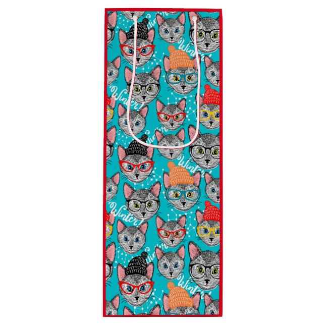 Cat in the hat wine gift bag (Front)