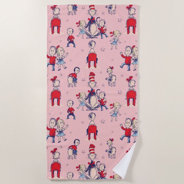 Cat In The Hat | With Kids Pattern Beach Towel (Front)