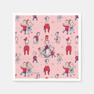 Cat In The Hat With Kids Pattern Napkin