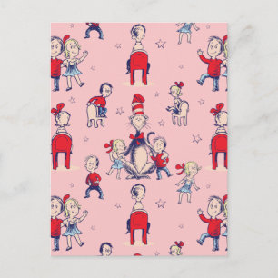 Cat In The Hat   With Kids Pattern Postcard