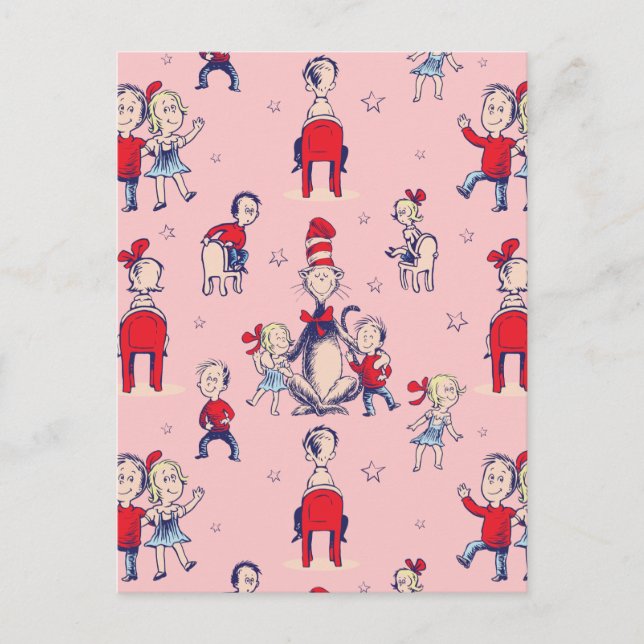 Cat In The Hat | With Kids Pattern Postcard (Front)