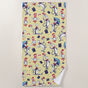 Cat In The Hat Yellow Pattern Beach Towel