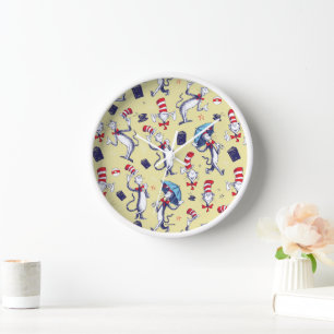 Cat In The Hat   Yellow Pattern Clock