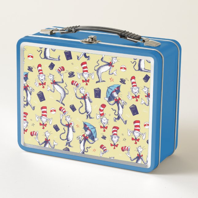 Cat In The Hat | Yellow Pattern Metal Lunch Box (Front)