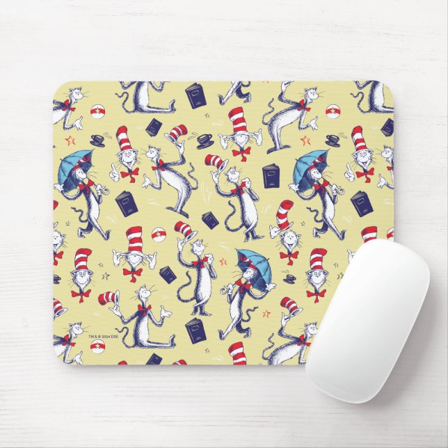 Cat In The Hat | Yellow Pattern Mouse Pad (With Mouse)