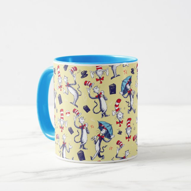 Cat In The Hat | Yellow Pattern Mug (Front Left)