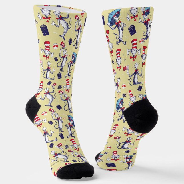 Cat In The Hat | Yellow Pattern Socks (Angled)