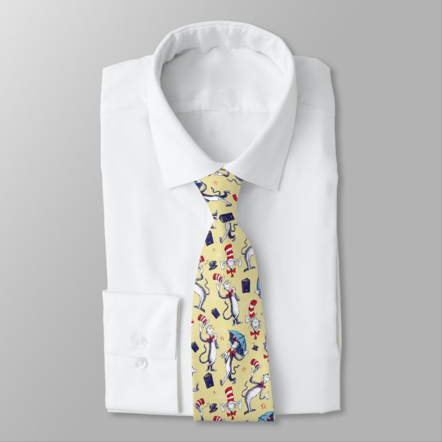 Cat In The Hat | Yellow Pattern Tie (Tied)