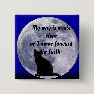 Cat in the Moon_ 15 Cm Square Badge
