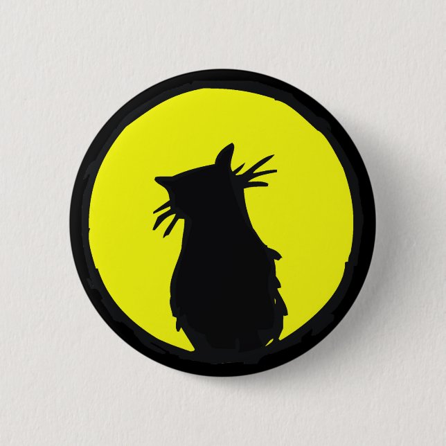 Cat in the Moon 6 Cm Round Badge (Front)