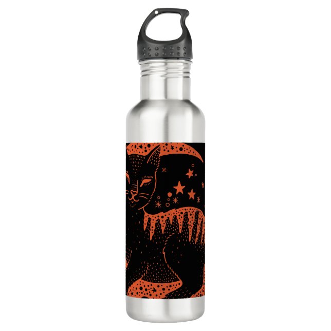 Cat in the moon  710 ml water bottle (Front)
