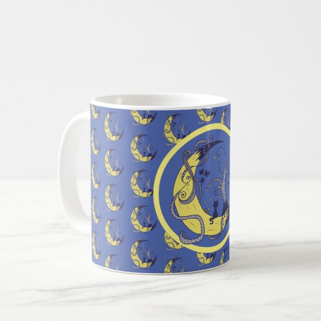 Cat in the Moon Coffee Mug (Front Left)