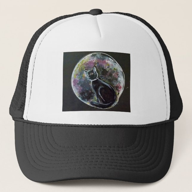 Cat in the Moon Trucker Hat (Front)
