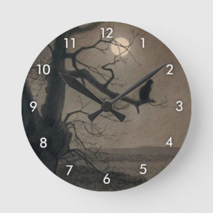 Cat in the Moonlight, Alexandre Steinlen Round Clock