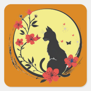 Cat in the Moonlight Stickers