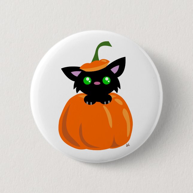 Cat in the Pumpkin Button (Front)